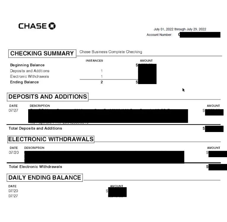 bank statement for a landlord