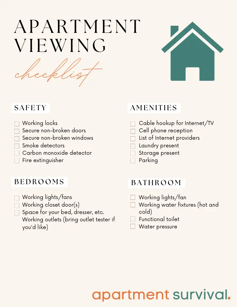Apartment viewing checklist